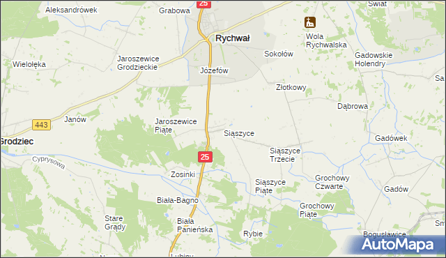 mapa Siąszyce, Siąszyce na mapie Targeo