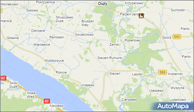 mapa Siecień-Rumunki, Siecień-Rumunki na mapie Targeo