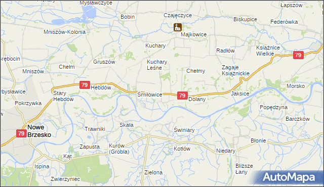 mapa Sierosławice gmina Nowe Brzesko, Sierosławice gmina Nowe Brzesko na mapie Targeo