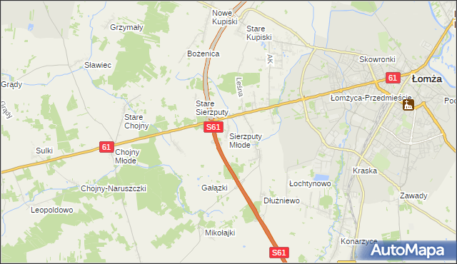 mapa Sierzputy Młode, Sierzputy Młode na mapie Targeo