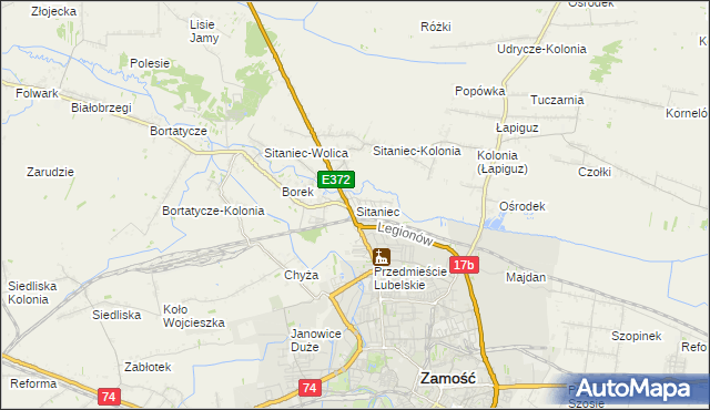 mapa Sitaniec, Sitaniec na mapie Targeo