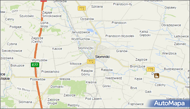 mapa Słomniki, Słomniki na mapie Targeo