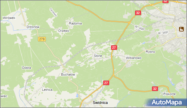 mapa Słone gmina Świdnica, Słone gmina Świdnica na mapie Targeo