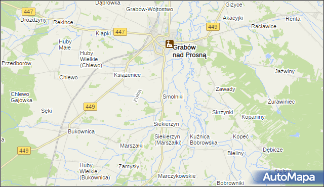 mapa Smolniki gmina Grabów nad Prosną, Smolniki gmina Grabów nad Prosną na mapie Targeo