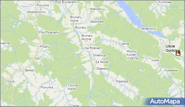 mapa Śnietnica, Śnietnica na mapie Targeo