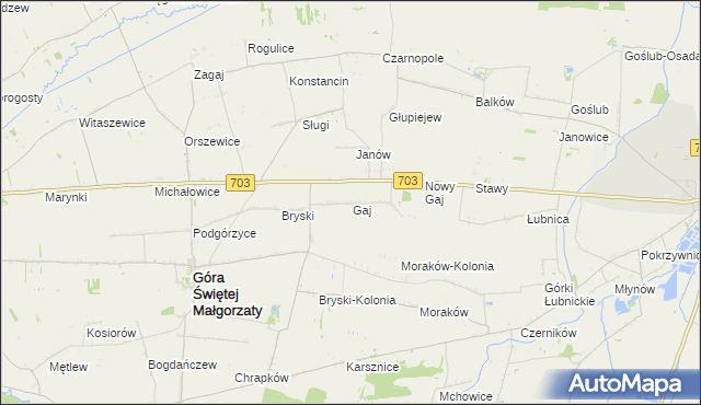 mapa Stary Gaj gmina Góra Świętej Małgorzaty, Stary Gaj gmina Góra Świętej Małgorzaty na mapie Targeo