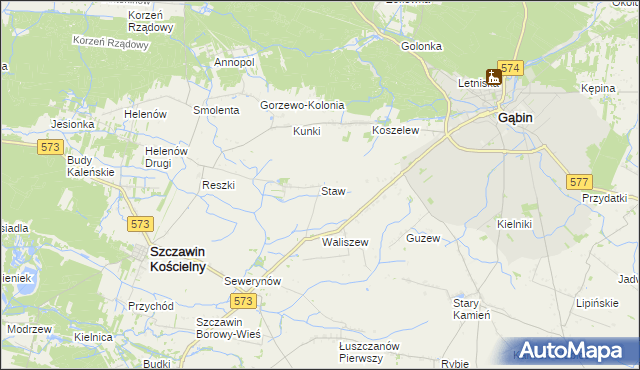 mapa Staw gmina Szczawin Kościelny, Staw gmina Szczawin Kościelny na mapie Targeo