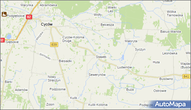 mapa Stawek gmina Cyców, Stawek gmina Cyców na mapie Targeo