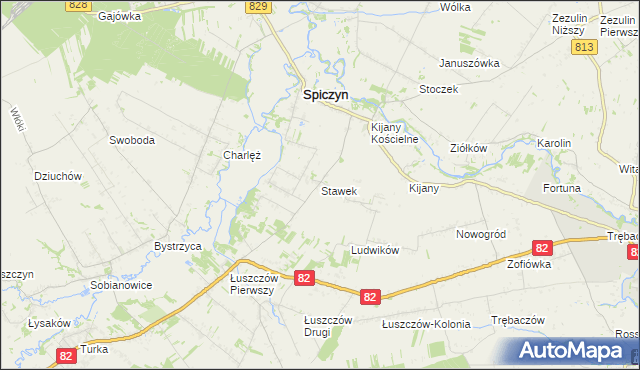 mapa Stawek gmina Spiczyn, Stawek gmina Spiczyn na mapie Targeo