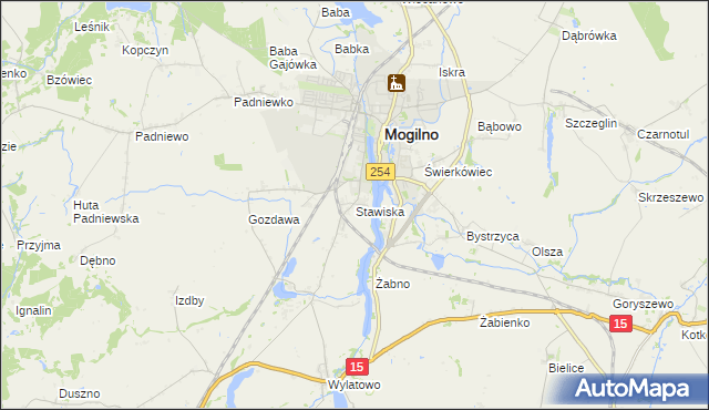 mapa Stawiska gmina Mogilno, Stawiska gmina Mogilno na mapie Targeo