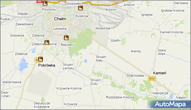 mapa Strupin Mały, Strupin Mały na mapie Targeo