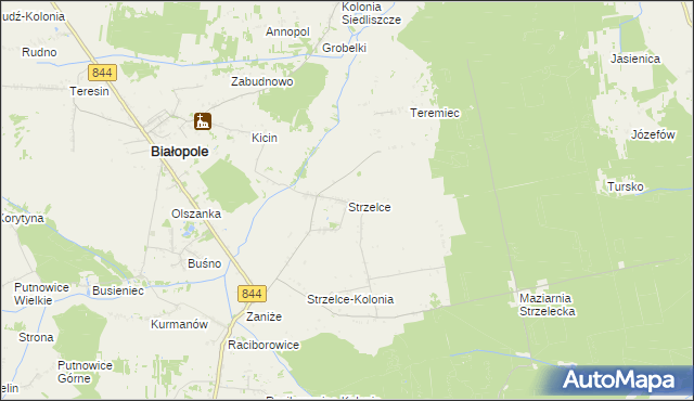 mapa Strzelce gmina Białopole, Strzelce gmina Białopole na mapie Targeo
