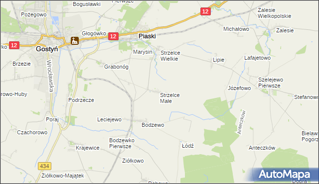 mapa Strzelce Małe gmina Piaski, Strzelce Małe gmina Piaski na mapie Targeo