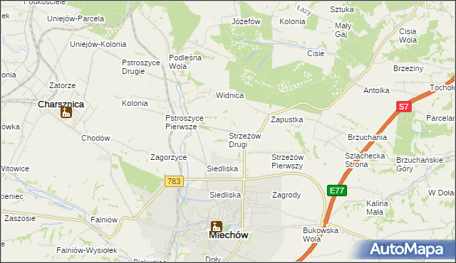 mapa Strzeżów Drugi, Strzeżów Drugi na mapie Targeo