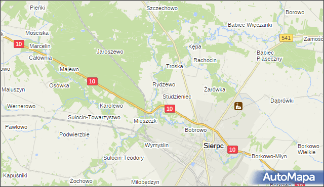 mapa Studzieniec gmina Sierpc, Studzieniec gmina Sierpc na mapie Targeo
