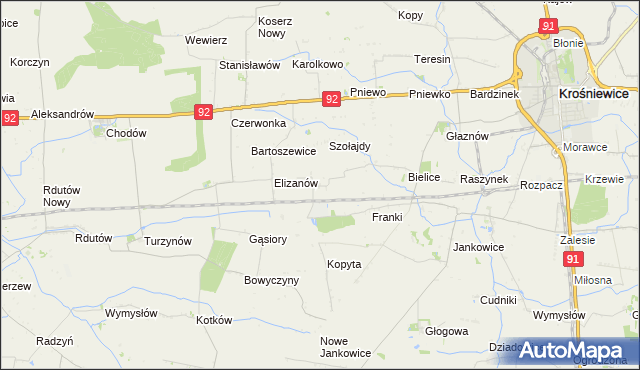 mapa Suchodoły gmina Krośniewice, Suchodoły gmina Krośniewice na mapie Targeo