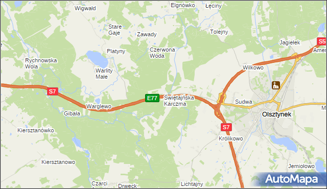 mapa Świętajńska Karczma, Świętajńska Karczma na mapie Targeo