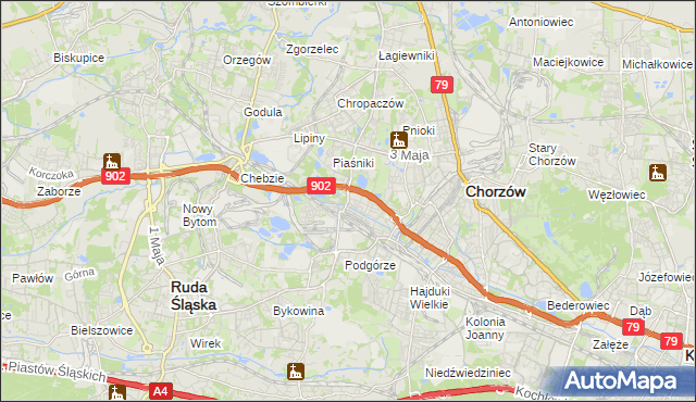 mapa Świętochłowice, Świętochłowice na mapie Targeo