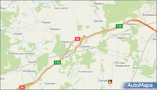 mapa Sycewice, Sycewice na mapie Targeo