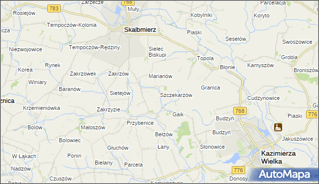 mapa Szczekarzów, Szczekarzów na mapie Targeo