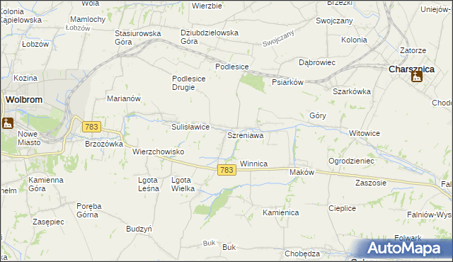 mapa Szreniawa gmina Gołcza, Szreniawa gmina Gołcza na mapie Targeo