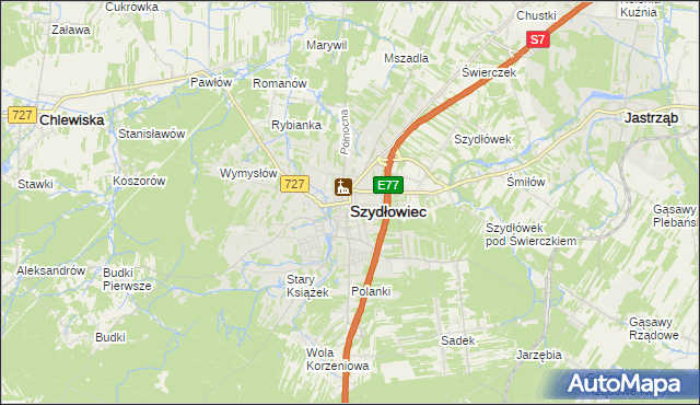 mapa Szydłowiec, Szydłowiec na mapie Targeo