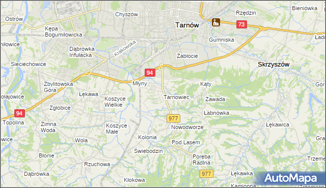 mapa Tarnowiec gmina Tarnów, Tarnowiec gmina Tarnów na mapie Targeo