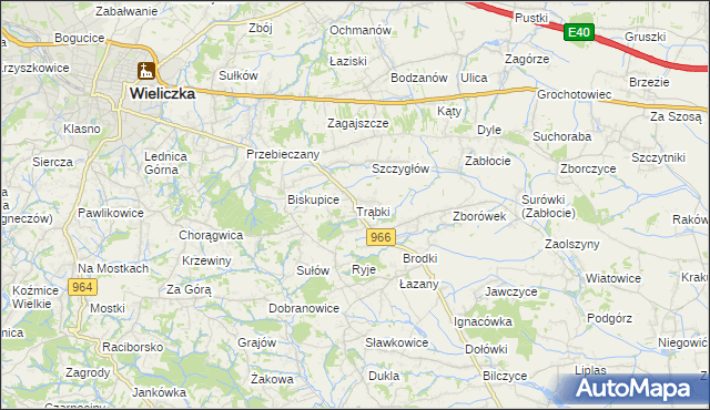 mapa Trąbki gmina Biskupice, Trąbki gmina Biskupice na mapie Targeo