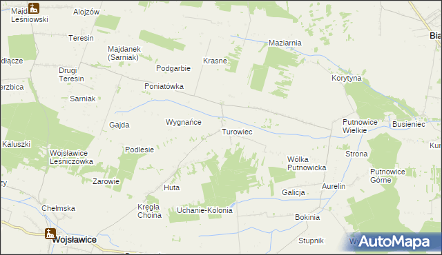 mapa Turowiec gmina Wojsławice, Turowiec gmina Wojsławice na mapie Targeo