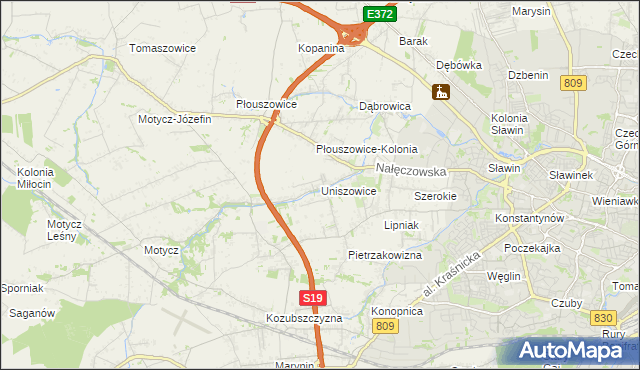 mapa Uniszowice, Uniszowice na mapie Targeo