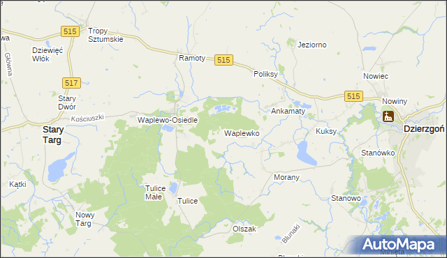 mapa Waplewko, Waplewko na mapie Targeo