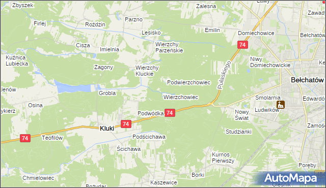 mapa Wierzchowiec, Wierzchowiec na mapie Targeo