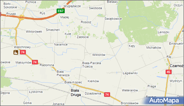 mapa Wiktorów gmina Biała, Wiktorów gmina Biała na mapie Targeo