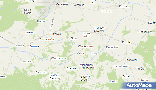 mapa Wincentowo gmina Zagórów, Wincentowo gmina Zagórów na mapie Targeo