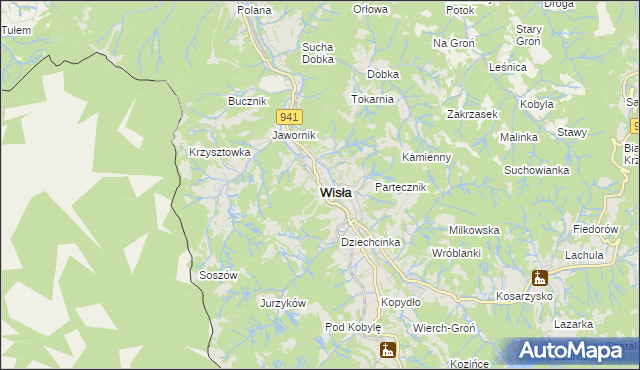 mapa Wisła, Wisła na mapie Targeo