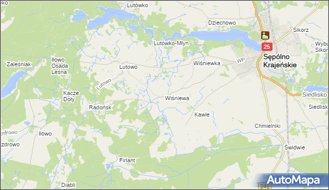 mapa Wiśniewa gmina Sępólno Krajeńskie, Wiśniewa gmina Sępólno Krajeńskie na mapie Targeo
