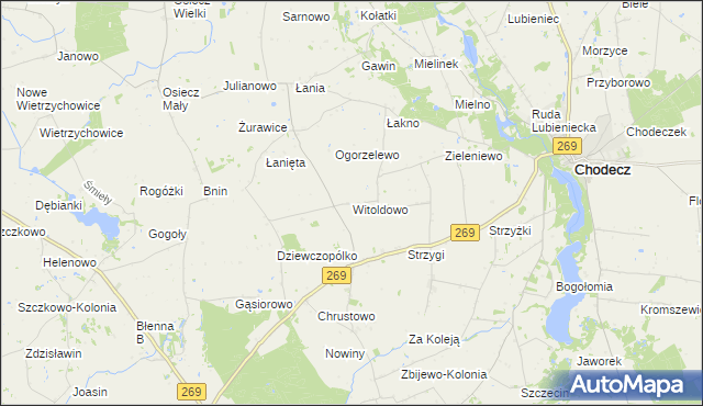 mapa Witoldowo gmina Chodecz, Witoldowo gmina Chodecz na mapie Targeo