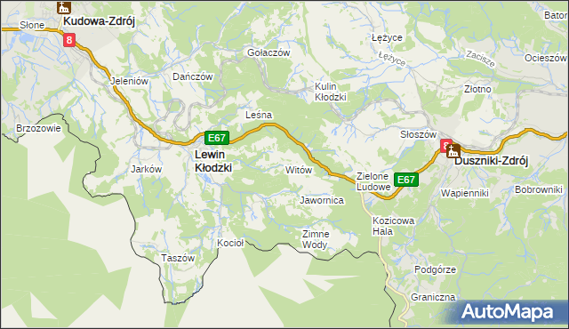 mapa Witów gmina Lewin Kłodzki, Witów gmina Lewin Kłodzki na mapie Targeo