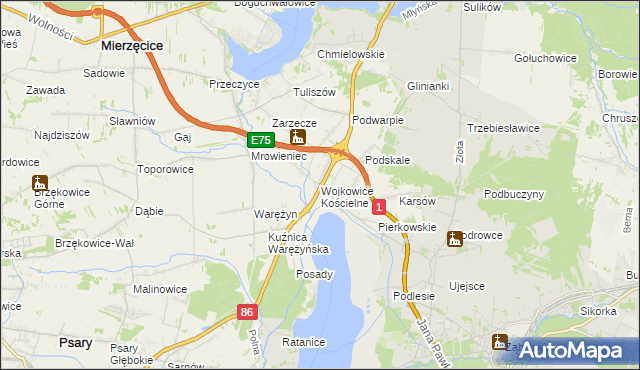 mapa Wojkowice Kościelne, Wojkowice Kościelne na mapie Targeo