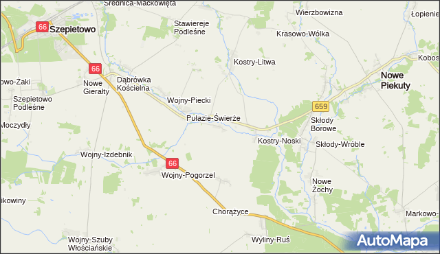 mapa Wyszonki-Posele, Wyszonki-Posele na mapie Targeo
