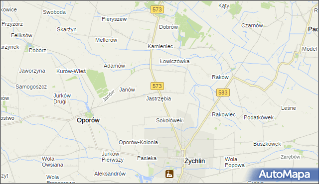 mapa Żabików gmina Żychlin, Żabików gmina Żychlin na mapie Targeo