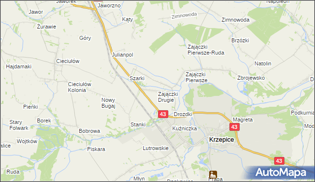 mapa Zajączki Drugie, Zajączki Drugie na mapie Targeo