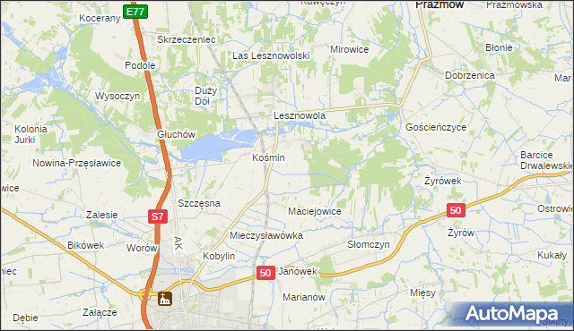 mapa Zakrzewska Wola gmina Grójec, Zakrzewska Wola gmina Grójec na mapie Targeo