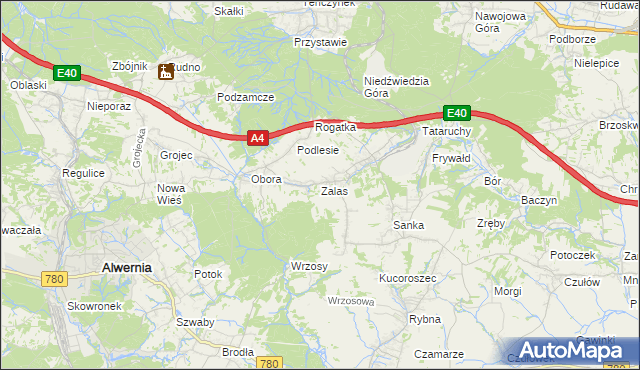 mapa Zalas gmina Krzeszowice, Zalas gmina Krzeszowice na mapie Targeo