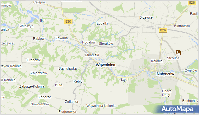 mapa Zarzeka gmina Wąwolnica, Zarzeka gmina Wąwolnica na mapie Targeo