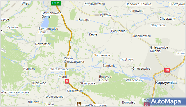 mapa Zbigniewice, Zbigniewice na mapie Targeo