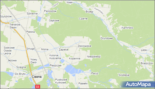 mapa Zborowskie gmina Ciasna, Zborowskie gmina Ciasna na mapie Targeo