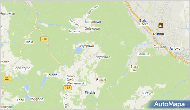 mapa Zbychowo, Zbychowo na mapie Targeo