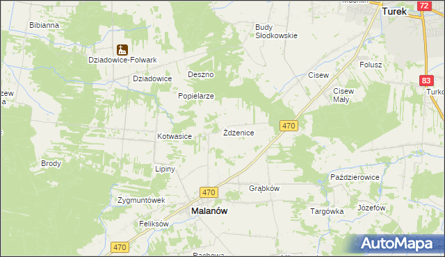 mapa Żdżenice, Żdżenice na mapie Targeo