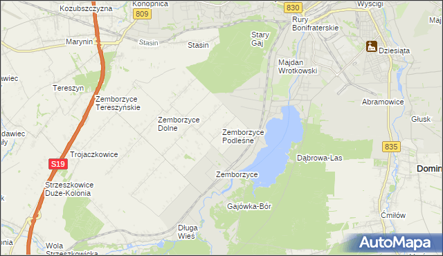 mapa Zemborzyce Podleśne, Zemborzyce Podleśne na mapie Targeo